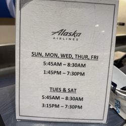 Alaska Airlines - Limited hours to check your bags