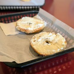 The Bagelry - Everything bagel with cream cheese! IG - @bilalandjesseatfood