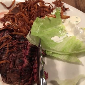 Depot - Flat iron steak with crispy onion strings and ranch lettuce - Tapas/Small Plates Near Me - Auckland, AUK