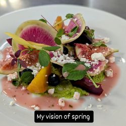 Crave It Catering & Fruit Carving - Spring beets, watermelon radish,figs and blueberries salad