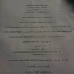 Saltwater Oyster Depot - Opening day food menu