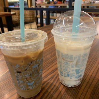 Caribou Coffee - Chocolate Almond cold brew and Peach green tea bubble - Coffee & Tea Near Me - St. Paul, Minnesota Caribou Coffee - Chocolate Almond cold brew and Peach green tea bubble - Coffee & Tea Near Me - St. Paul, Minnesota