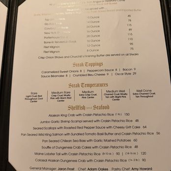 Churchill's Steakhouse - Menu - Steakhouses Near Me - Spokane, Washington Churchill's Steakhouse - Menu - Steakhouses Near Me - Spokane, Washington