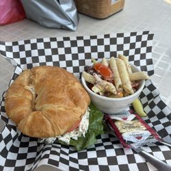 Village Square Pizza & Ice Cream Parlor - Chicken salad sandwich and pasta salad