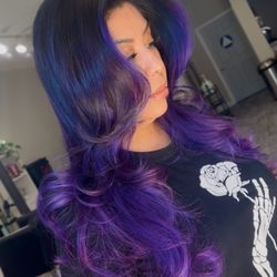 Nie Cosmo - Purple balayage and haircut
