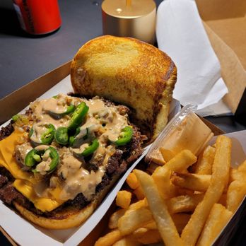 Say Cheez Burger - Spicy smile burger with fries - Burgers Near Me - Irvine, California Say Cheez Burger - Spicy smile burger with fries - Burgers Near Me - Irvine, California