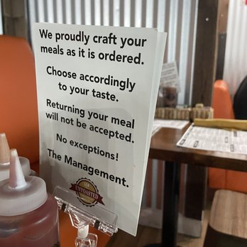Untoasted - How rude. This is on every table! Mandatory tip and no returns on food. - Breakfast & Brunch Near Me - Hallandale Beach, Florida Untoasted - How rude. This is on every table! Mandatory tip and no returns on food. - Breakfast & Brunch Near Me - Hallandale Beach, Florida