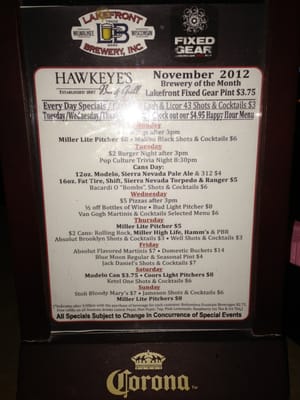 Menu photo 8 Hawkeye's Bar & Grill Chicago, IL Menu photo 8 Hawkeye's Bar & Grill Chicago, IL