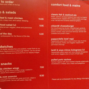CitizenM Hotel - Food menu - Hotels Near Me - London, XGL