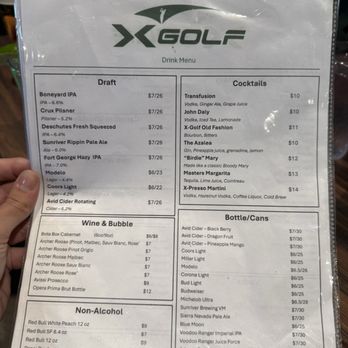 X-Golf - Drink menu - Venues & Event Spaces Near Me - Bend, Oregon
