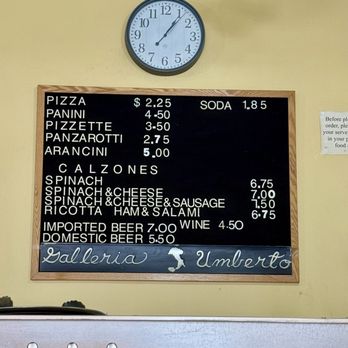 Galleria Umberto - Menu - 4/2026 - Pizza Near Me - Boston, Massachusetts