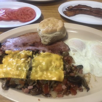 Mom's Family Restaurant - Country ham, loaded hash browns, sliced tomatoes, eggs over easy, and biscuit - Diners Near Me - Enterprise, Alabama Mom's Family Restaurant - Country ham, loaded hash browns, sliced tomatoes, eggs over easy, and biscuit - Diners Near Me - Enterprise, Alabama