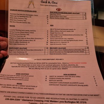 Cork & Cow - a menu for a wine bar - Tapas/Small Plates Near Me - Burlington, North Carolina