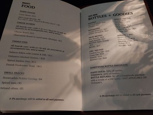 Menu photo 1 Dampfwerk Distilling Saint Louis Park, MN