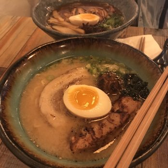 Bansho Ramen - Front: miso bowl with extra belly. Back: shoyu ramen bowl - Ramen Near Me - Berkeley, California Bansho Ramen - Front: miso bowl with extra belly. Back: shoyu ramen bowl - Ramen Near Me - Berkeley, California