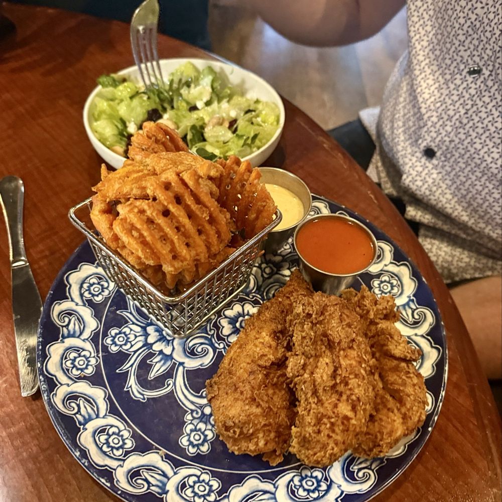 Bourbon's Kitchen - Chicken n waffles and goat cheese & berry salad - Bars Near Me - Middletown, Ohio