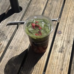 Iced Strawberry Matcha with coconut milk 10/10