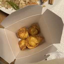 Tiny crab rangoons (this is a small box).... Tiny crab rangoons (this is a small box)....