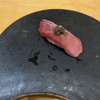 Sushi By M - Chu Toro with Truffle (so buttery! Look at this amazing truffle!) - Sushi Bars Near Me - New York, New York