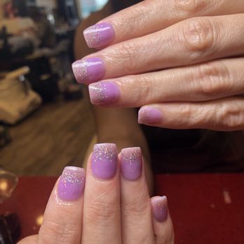 Diamond Nails - SNS square-round tip. The glitter was Vanna's choice and it came out so nice! - Nail Salons Near Me - Austin, Texas