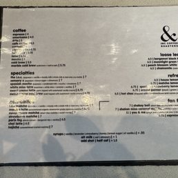 Menu as of July 2025