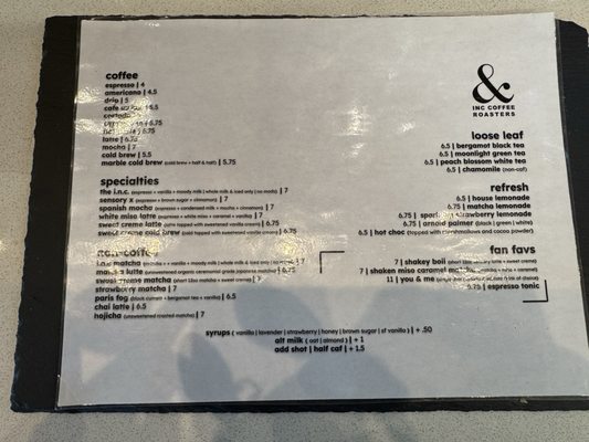Menu photo 8 INC Coffee Roasters Huntington Beach, CA Menu photo 8 INC Coffee Roasters Huntington Beach, CA