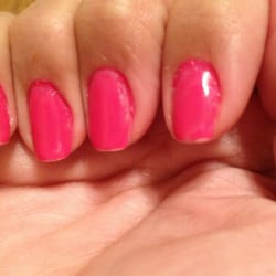 Super Nails - You can see by the cuticles that the gel polish is too thin. :(
