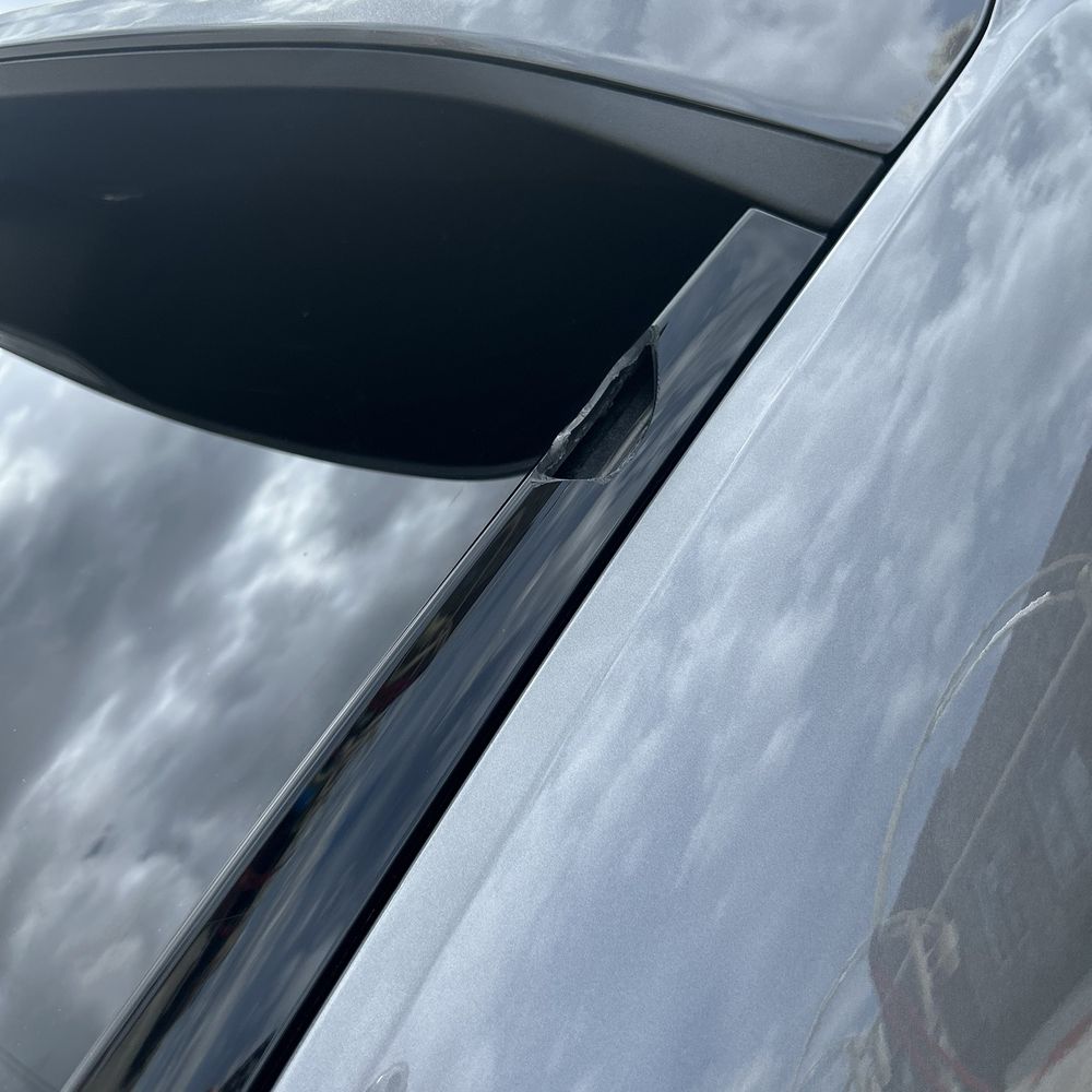 Broken window trim. Broken window trim.