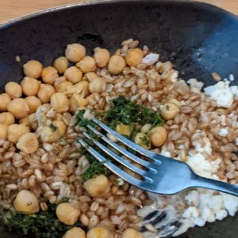 Glasshouse Kitchen - Farro verde with fork in the way - Pizza Near Me - Research Triangle, North Carolina Glasshouse Kitchen - Farro verde with fork in the way - Pizza Near Me - Research Triangle, North Carolina