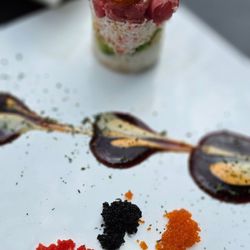 Tadashi - Red Tower...served on chipped plate...