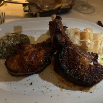 Steak 48 - Bone-In Iberico Pork Chops* ** Creamed Spinach Chef Eddie's au Gratin Potatoes** - Steakhouses Near Me - Beverly Hills, California