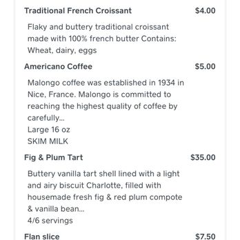 Bijoux French Pastry - Receipt with detail description - Bakeries Near Me - Montclair, New Jersey