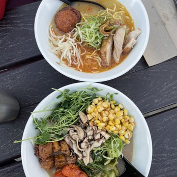 Miyagi Ramen - Smoked Shiitake Cashew Ramen (Vegan) Chicken Paitan Ramen - Ramen Near Me - Bend, Oregon