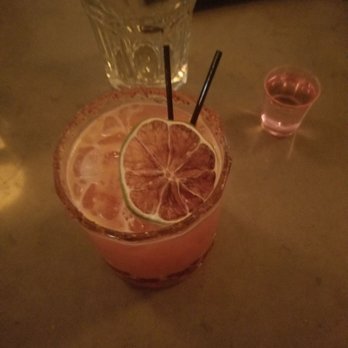 The Grand - Miss Mara Cuya - spicy. Next to a tequila shot. - American Near Me - Astoria, New York The Grand - Miss Mara Cuya - spicy. Next to a tequila shot. - American Near Me - Astoria, New York