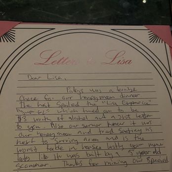 Pinky's By Vanderpump - You can leave a "note to Lisa". Doubt they read that either, - Cocktail Bars Near Me - Las Vegas, Nevada