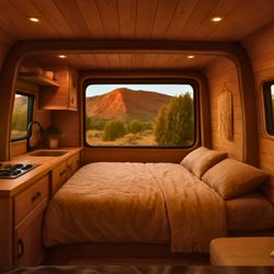 Starlight Camping - north view from inside camper van