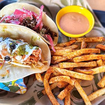 Dos Gordos Tacos & Tequila - Taco platter: CHORIZO CON PAPAS AND CHICKEN TINGA- - Tacos Near Me - Spokane, Washington Dos Gordos Tacos & Tequila - Taco platter: CHORIZO CON PAPAS AND CHICKEN TINGA- - Tacos Near Me - Spokane, Washington
