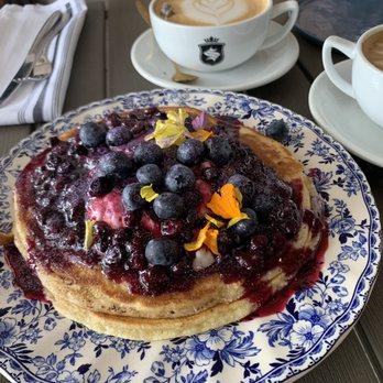 Sugar and Scribe  - Blueberry Love Pancakes -- so good! - Bakeries Near Me - La Jolla, California