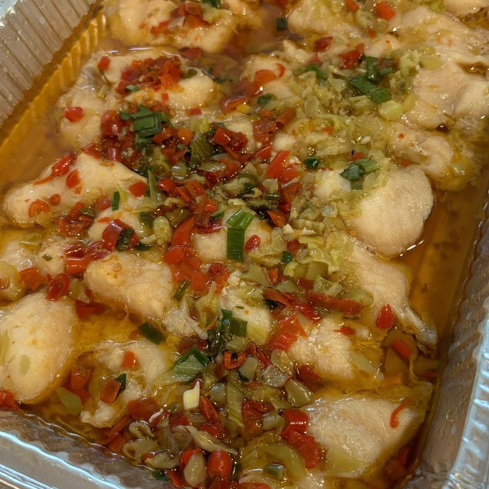 Spicy Hunan Kitchen - E28.Steamed Fish Fillet with Hot Pepper - Chinese Near Me - Woburn, Massachusetts Spicy Hunan Kitchen - E28.Steamed Fish Fillet with Hot Pepper - Chinese Near Me - Woburn, Massachusetts