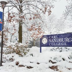 Carl Sandburg College - Winter scene of Main Entrance