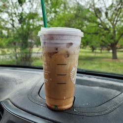 Starbucks - The Chai tea latte with Lavender, Caramel drizzle.