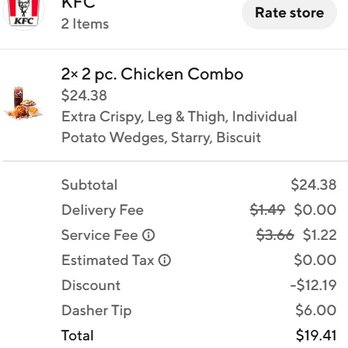 KFC - receipt (bogo) - kfc via doordash - 11/26/2025 - Chicken Wings Near Me - Bend, Oregon KFC - receipt (bogo) - kfc via doordash - 11/26/2025 - Chicken Wings Near Me - Bend, Oregon
