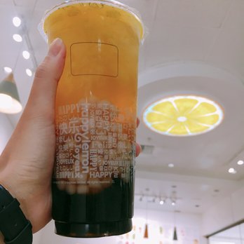 Happy Lemon - Jasmine green tea with regular boba and taro boba. - Juice Bars & Smoothies Near Me - Bellevue, Washington