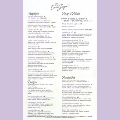 Menu photo 1 Emma Jayne’s Restaurant Clifton Park, NY