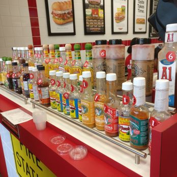 Firehouse Subs - So many sauces! Numbered for level of heat - Sandwiches Near Me - Markham, Ontario