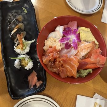 Hokkaido - Chirashi bowl and tempura roll - Japanese Near Me - Houston, Texas Hokkaido - Chirashi bowl and tempura roll - Japanese Near Me - Houston, Texas