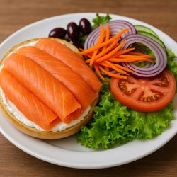 The Classic Diner - Great bagel deluxe with cream cheese and lox.