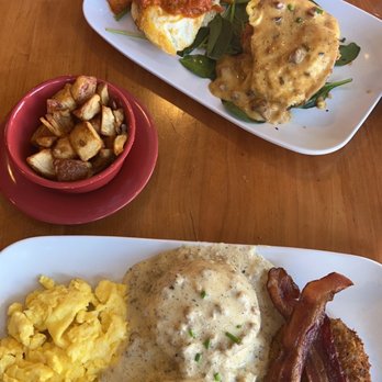 Ruby Sunshine Nashville - Pick 2 Egg Benedict, fried chicken and shrimp. Biscuits and gravy meal with a side of breakfast potatoes. - Breakfast & Brunch Near Me - Nashville, Tennessee Ruby Sunshine Nashville - Pick 2 Egg Benedict, fried chicken and shrimp. Biscuits and gravy meal with a side of breakfast potatoes. - Breakfast & Brunch Near Me - Nashville, Tennessee