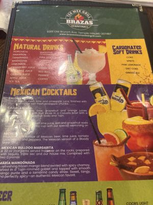 Menu photo 1 Brazas Cantina Temple Hills, MD