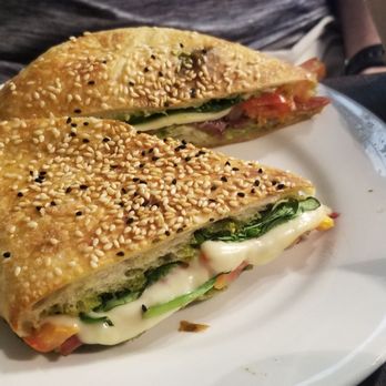 Banneton - Salami and pesto in turkish bread pressed sammy - Cafes Near Me - Woolloongabba, QLD Banneton - Salami and pesto in turkish bread pressed sammy - Cafes Near Me - Woolloongabba, QLD